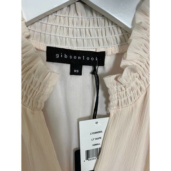 Gibsonlook Blouson Sleeve Smocked Detail Lurex Chiffon Dress - Picture 8 of 10